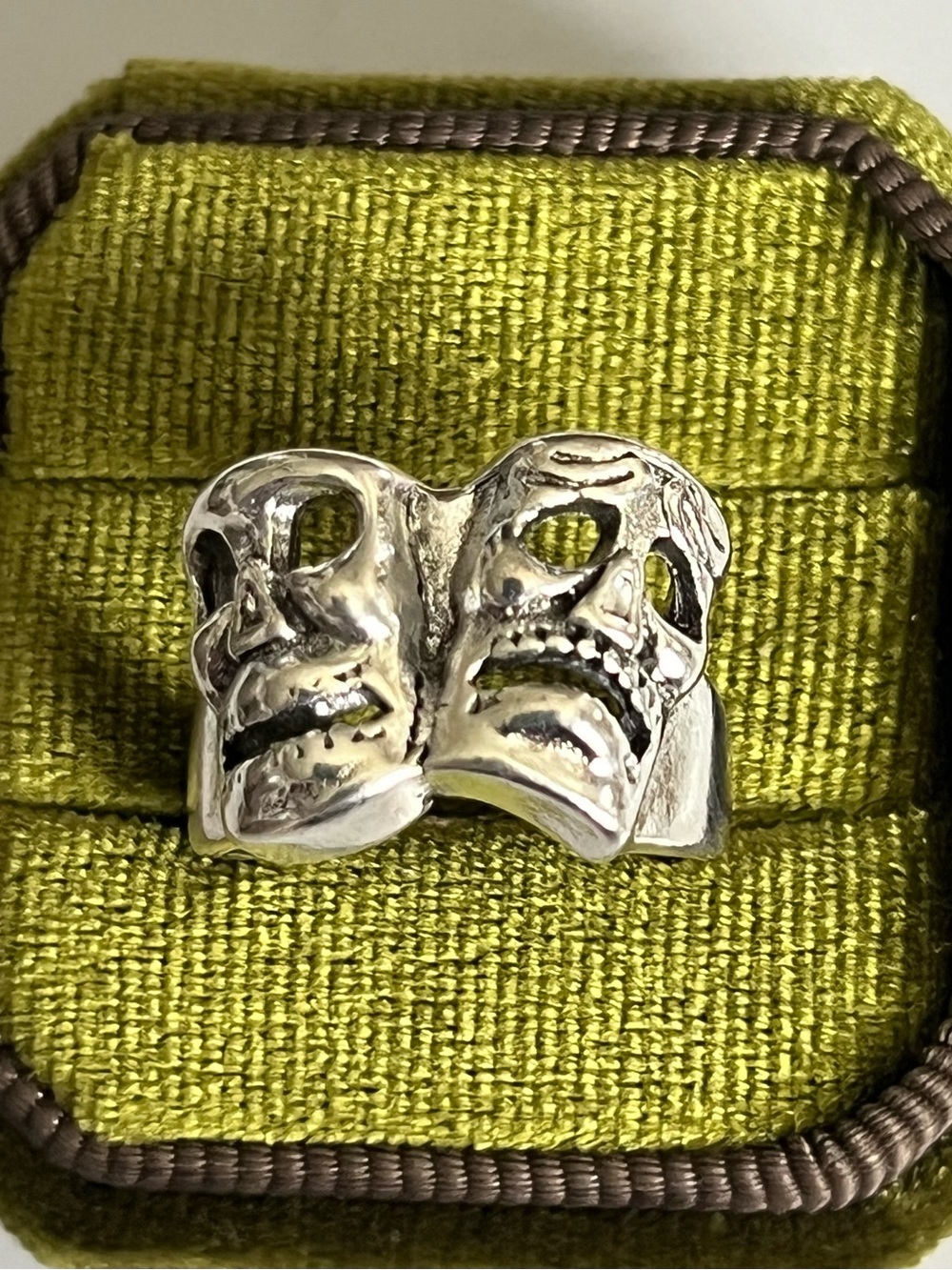Creepy Masks Design Stainless Steel Silver Statement Ring Size 6 NWT